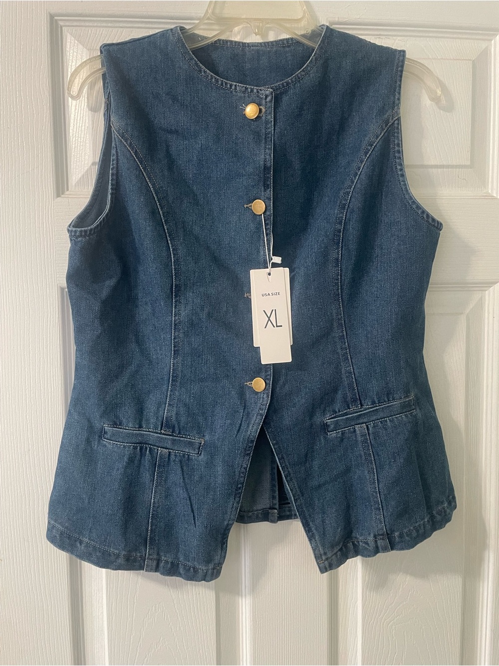 Women’s Dark Blue Denim Vest - Sleeveless Button Front